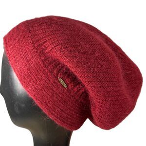 Adora Red Burgundy Slouchy Beanie Angora Blend One Size NEW with Tags